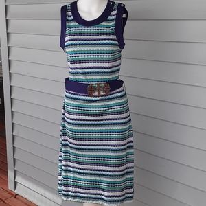 💜💙 Tory Burch dress with belt green blue purple